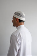 White premium Egyptian Kufi Islamic prayer cap - front view | Ghutrah