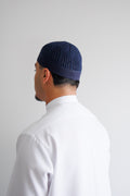 Navy Kohli premium Egyptian Kufi Islamic cap - front view | Ghutrah